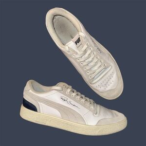 Men’s Puma Ralph Sampson Low Board Shock Wedge Suede/Leather Blue/Cream sz 10